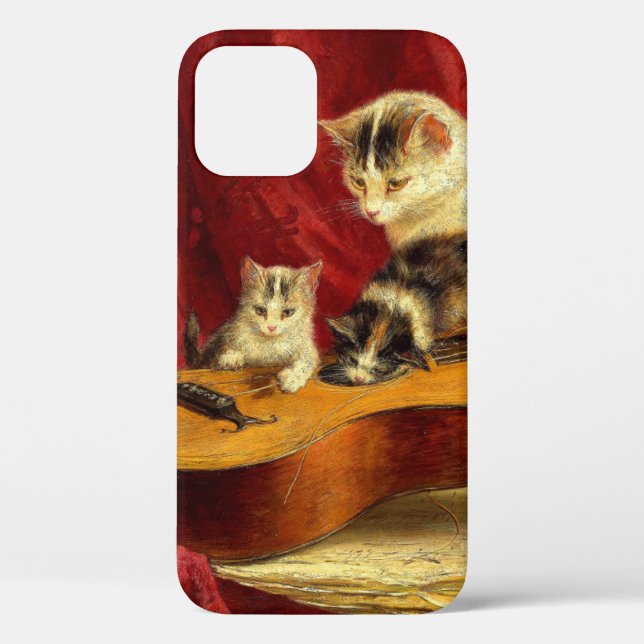 Mother Cat and Kittens Playing with Guitar Case-Mate iPhone Case (Back)