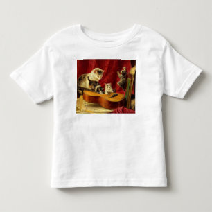 Mother Cat and Kittens Playing with Guitar Toddler T-shirt