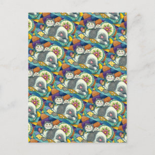 MOTHER CAT & KITTEN, PATCHWORK QUILTS, PINCUSHION POSTCARD