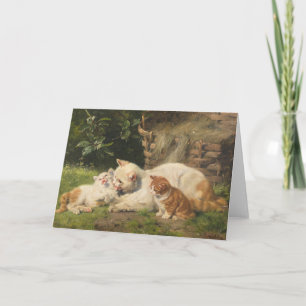 Mother Cat with Kittens   Julius Adam the Younger Card