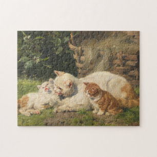 Mother Cat with Kittens Julius Adam the Younger Jigsaw Puzzle