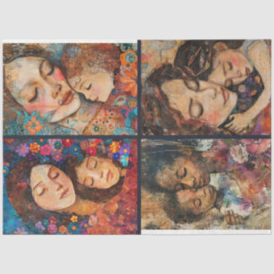 Mother Child Artist Crafting Collage Decoupage 3 Tissue Paper