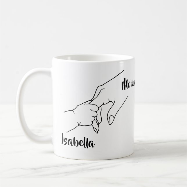 Mother & Child Hands Minimalist Name Mug (Left)