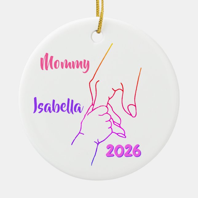 Mother & Child Hands Personalized Photo Ceramic Ornament (Front)