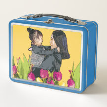 Mother & Child Love Illustration Metal Lunchbox