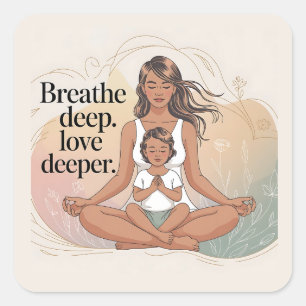 Mother Child Mindfulness Meditation Art Square Sticker