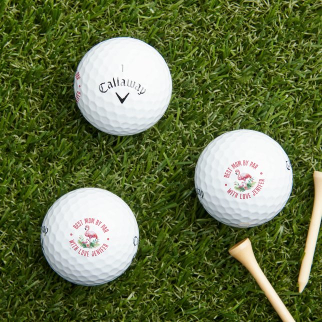 Mother Child Pink Flamingo Spring Tropical Flowers Golf Balls (Insitu Grass)