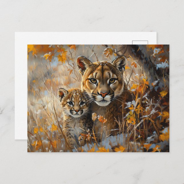 Mother Cougar and Her Kitten Postcard (Front/Back)