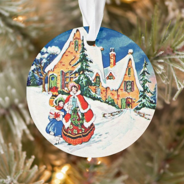 Mother Daughter Christmas Victorian Art deco  Ornament (Tree)