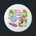 Mother Daughter Cruise Tropical Vacation 3 Inch Round Button<br><div class="desc">Colorful tropical travel artwork with sunglasses reflecting a cruise ship,  cocktails,  beach flowers and palm elements creating a vibrant vacation mood. Perfect for celebrating a special cruise trip shared by mother and daughter.</div>