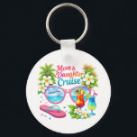 Mother Daughter Cruise Tropical Vacation Keychain<br><div class="desc">Colorful tropical travel artwork with sunglasses reflecting a cruise ship,  cocktails,  beach flowers and palm elements creating a vibrant vacation mood. Perfect for celebrating a special cruise trip shared by mother and daughter.</div>