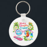 Mother Daughter Cruise Tropical Vacation Keychain<br><div class="desc">Colorful tropical travel artwork with sunglasses reflecting a cruise ship,  cocktails,  beach flowers and palm elements creating a vibrant vacation mood. Perfect for celebrating a special cruise trip shared by mother and daughter.</div>