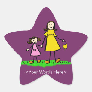 Mother & Daughter Family Character Custom Stickers