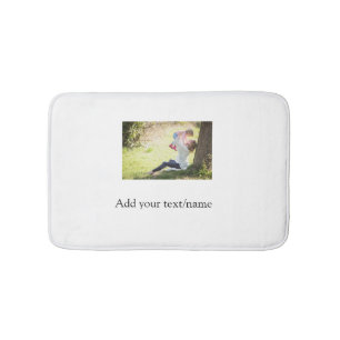 Mother daughter family photo add name picture text bath mat
