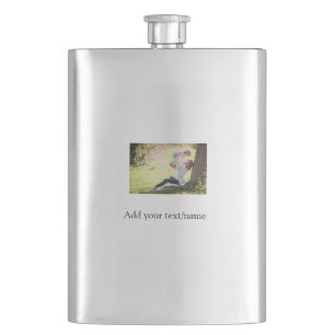 Mother daughter family photo add name picture text hip flask