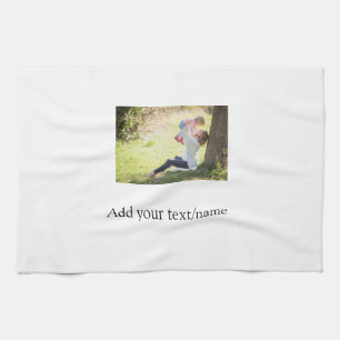 Mother daughter family photo add name picture text kitchen towel