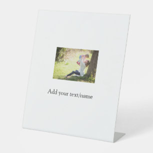 Mother daughter family photo add name picture text pedestal sign