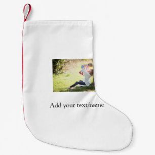 Mother daughter family photo add name picture text small christmas stocking