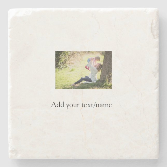 Mother daughter family photo add name picture text stone coaster (Front)
