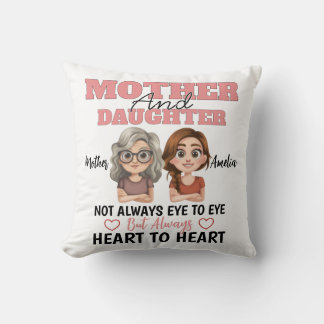 Mother Daughter Love Across Miles and Hearts Throw Pillow
