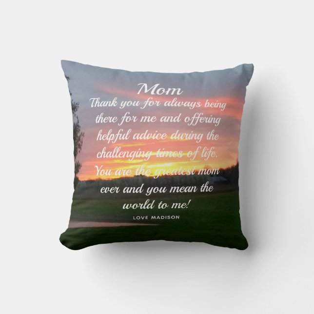 Mother Daughter Love Letter Sunset Personalized Throw Pillow (Front)