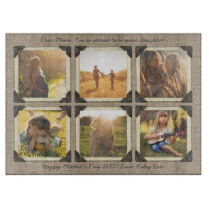 Mother Daughter Personalized Instagram Photo Grid Cutting Board