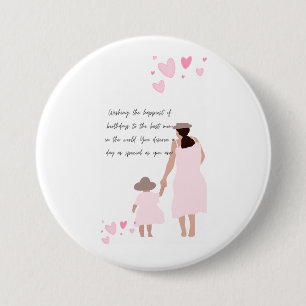 Mother & Daughter Pink Heart Silhouette 3 Inch Round Button