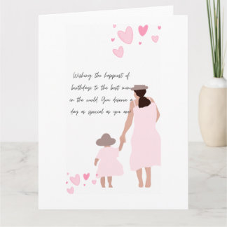 Mother & Daughter Pink Heart Silhouette Card