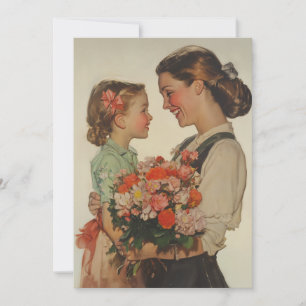 Mother Daughter Sharing Special Moment Flowers Invitation