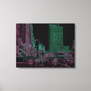 Mother Daughter Shopping Michigan Ave Chicago 1961 Canvas Print