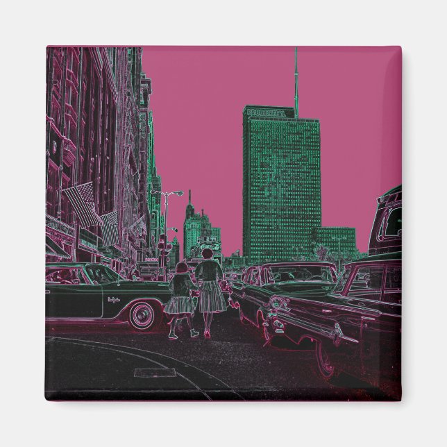 Mother Daughter Shopping Michigan Ave Chicago 1961 Magnet (Front)