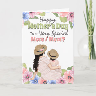 Mother daughter straw hats country meadow card