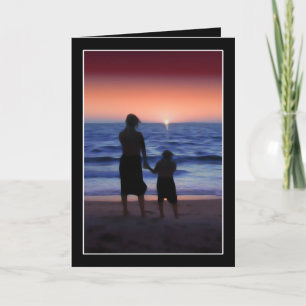 Mother & Daughter Walk on the Beach Card