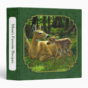 Mother Deer and Fawn Forest Green Binder