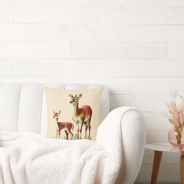 mother deer and fawn throw pillow (Couch)