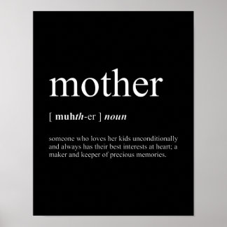 Mother Definition Black Poster