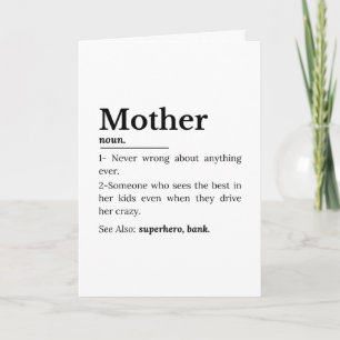 Mother Definition Funny Mom Quote Card