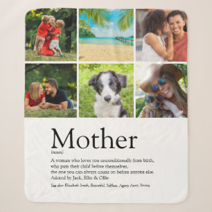 Mother Definition Quote Family Photo Collage Sherpa Blanket