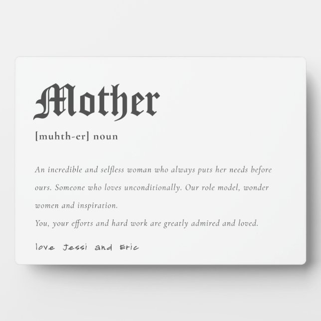 Mother Dictionary Definition Personalized Gift Plaque (Front)