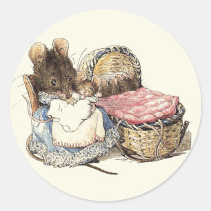 Mother Dormouse and Her Child Classic Round Sticker