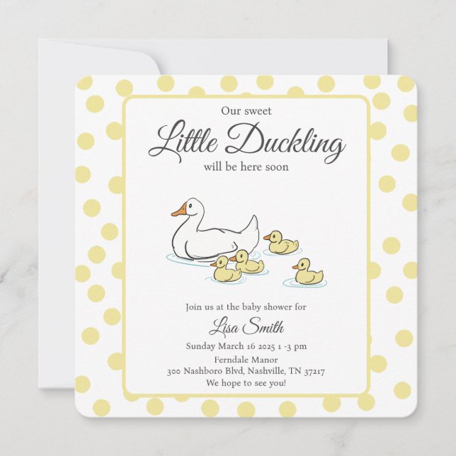 Mother Duck and Ducklings baby shower  Invitation (Front)