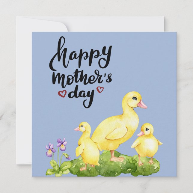 Mother Duck and Ducklings Drawing  Holiday Card (Front)
