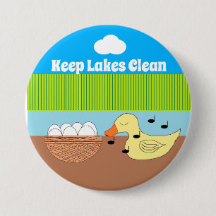 Mother Duck Singing to Her Eggs 3 Inch Round Button