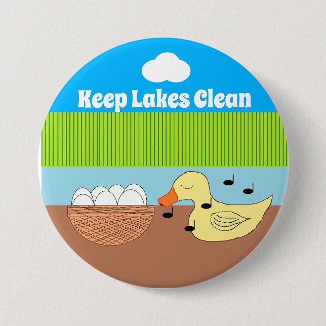 Mother Duck Singing to Her Eggs 3 Inch Round Button (Front)