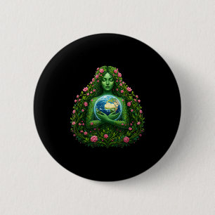 Mother earth huging the planet earth day save 2 inch round button