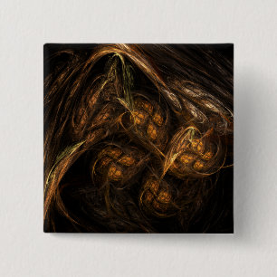 Mother Earth Modern Abstract Art Golden Fractal 2 Inch Square Button
