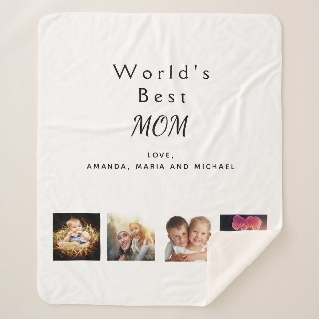 Mother family photo collage white sherpa blanket (Front)