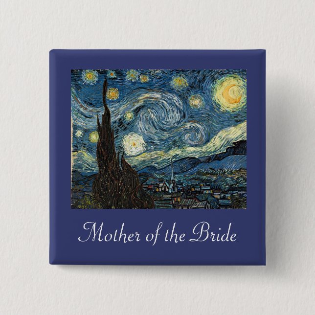 Mother/father of the bride/groom Starry Night 2 Inch Square Button (Front)