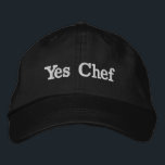 Mother Figure Gift for Dad Meme Funny Christmas Embroidered Hat<br><div class="desc">Yes Chef baseball dad hat, student cook embroidered ball cap, Christmas gift for mom birthday, custom colour embroidery funny humour, sarcastic joke adjustable for home, student line sous kitchen baker, young culinary arts pastry maker, son daughter girl boy wife, from husband food foodie influencer, meme humour him her minimalist</div>