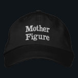 Mother Figure Gift for Dad Meme Funny Christmas Embroidered Hat<br><div class="desc">Mother Figure baseball dad hat,  funny girl embroidered ball cap,  Christmas gift for mom birthday,  custom embroidery sarcastic joke humour,  adjustable hat for girlfriend daughter,  gen z meme humour silly,  women nerdy wife black present,  from husband boyfriend him mum,  personalized her mother's day minimalist,  comedy quote new anniversary Valentine's</div>
